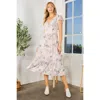 Truedames Lace Detailed Flutter Sleeve Ruffle Dress In Multi