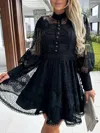 Truedames Lace Lantern Sleeve Mini Dress In Black