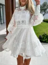 Truedames Lace Lantern Sleeve Mini Dress In Yellow