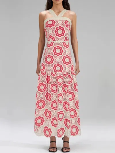 Truedames Lace Sleeveless Tiered Midi Dress In Pink