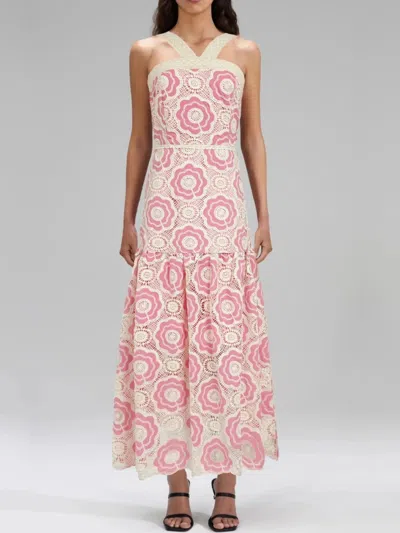 Truedames Lace Sleeveless Tiered Midi Dress In Pink