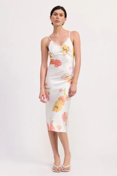 Truedames Lace Trim Midi Slip Dress In Multi