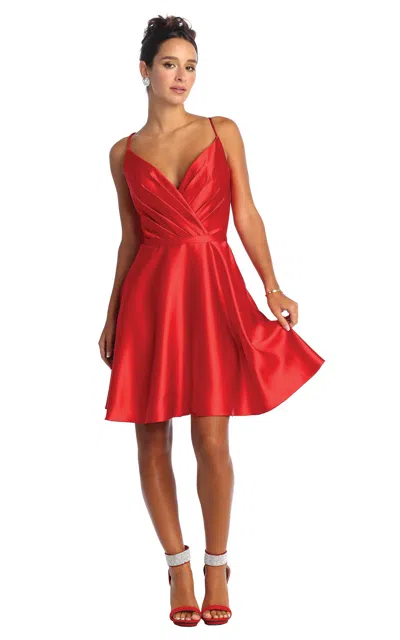 Truedames Lace Up Cocktail Dress W/ Pockets In Red