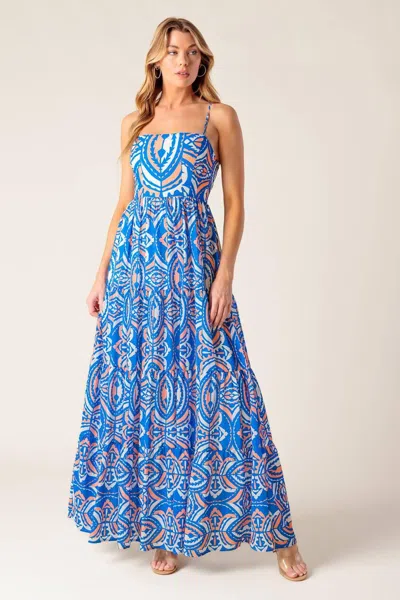 Truedames Lakeside Picnic Woven Maxi Dress In Blue