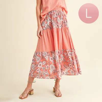 Truedames Large - Womens Floral Skirt In Pink