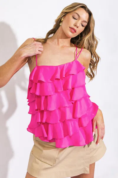 Truedames Last In The Waves Woven Top In Pink