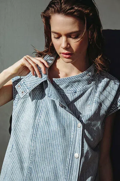 Truedames Late Summer Nights Denim Vest In Multi