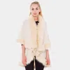 Truedames Layered Half Cape Poncho With Fur Trim In White