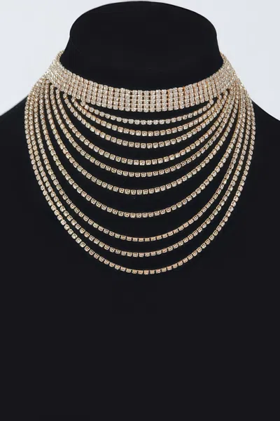 Truedames Layered Rhinestone Elegant Necklace In Gold