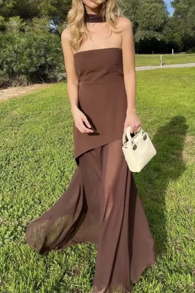 Truedames Layered Tube Maxi Dress In Brown