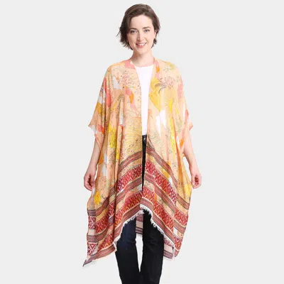 Truedames Leaf Cover Up Kimono Poncho In Multi
