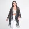 Truedames Leaf Lace Cover Up Kimono Poncho In Black