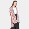 Truedames Leaf Patterned 28" X 34" Cover Up Kimono Poncho In Pink