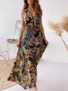 Truedames Leaf Print Sleeveless Maxi Dress In Multi