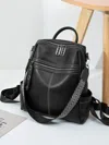 Truedames Leather Multi-compartment Backpack Bag In Black