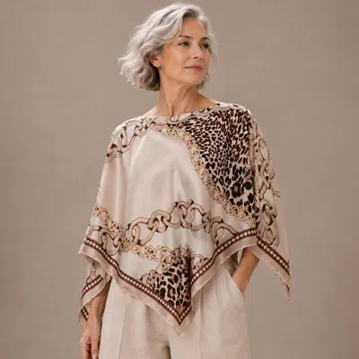 Truedames Leopard Chain Print Scarf Poncho In Multi