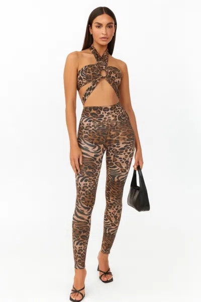 Truedames Leopard Cheetah Intertwined Set In Brown