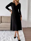Truedames Leopard Cuff Johnny Collar Midi Dress In Black