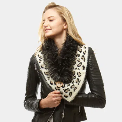 Truedames Leopard Faux Fur And Bottons Chenille Tube In Gold