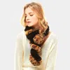 Truedames Leopard Faux Fur Twisted Pull Through Scarf In Brown