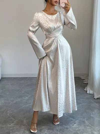 Truedames Leopard Long Sleeve Tie Back Maxi Dress In Neutral