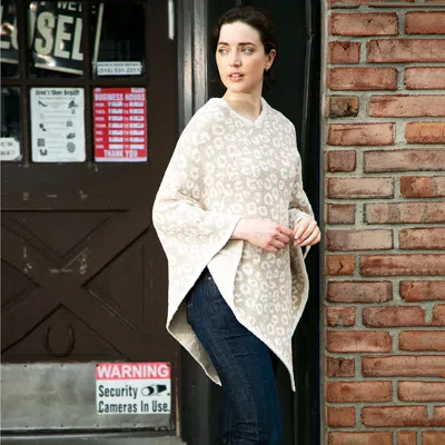 Truedames Leopard Mini Patterned Poncho In Sand