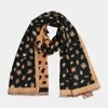 Truedames Leopard Pattern Fringe Oblong Scarf In Black