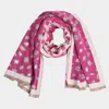 Truedames Leopard Pattern Fringe Oblong Scarf In Pink
