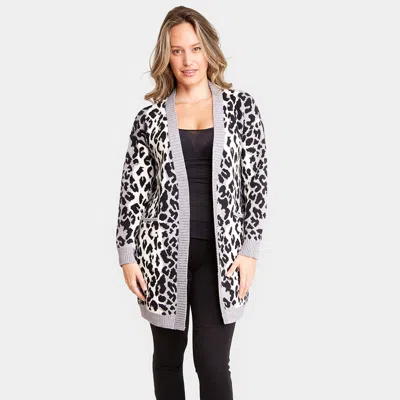 Truedames Leopard Pattern Pocket Cardigan In White