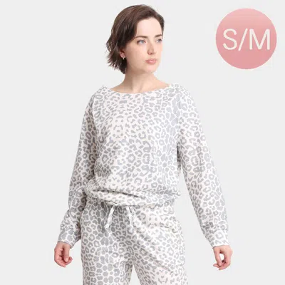 Truedames Leopard Patterned Boat Neck Loungewear Sweatshirts Top In Gray