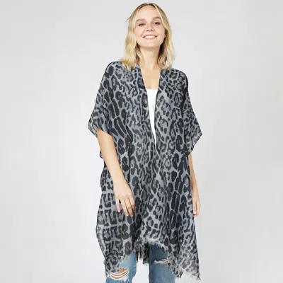 Truedames Leopard Patterned Cover Up Kimono Poncho In Animal Print