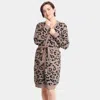 Truedames Leopard Patterned Cozy Robe In Brown