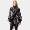 Truedames Leopard Patterned Poncho In Black