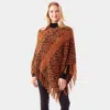 Truedames Leopard Patterned Soft Fuzzy Ruana Poncho In Brown