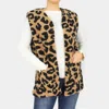 Truedames Leopard Patterned Sherpa Pocket Vest In Animal Print