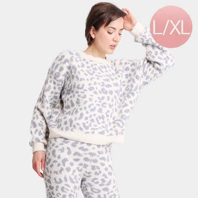 Truedames Leopard Patterned Soft Loungewear Sweater Top In Neutral