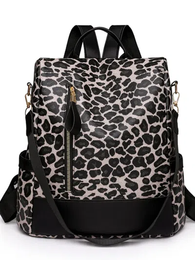 Truedames Leopard Print Backpack Bag In Black