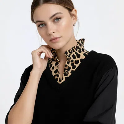 Truedames Leopard Print Detachable Shirt Collar In Multi