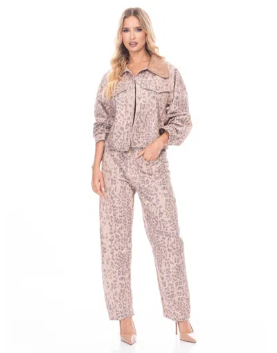 Truedames Leopard Print Jacket In Gray