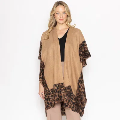 TRUEDAMES LEOPARD PRINT KIMONO PONCHO