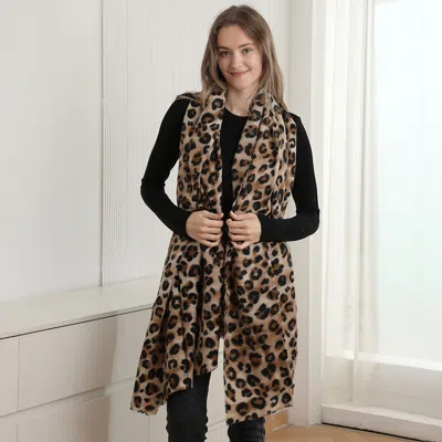 Truedames Leopard Print Oblong Scarf In Brown