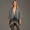 Truedames Leopard Print Open Front Fringe Hem Kimono Poncho In Gray