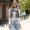 Truedames Leopard Print Oversized Fringe Chunky Oblong Scarf In Multi