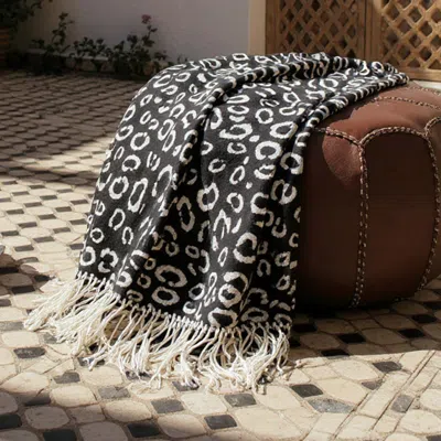 Truedames Leopard Print Pashmina Scarf Shawl In Black
