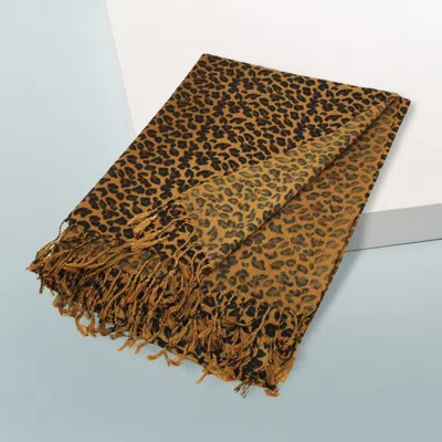 Truedames Leopard Print Pashmina Scarf Shawl In Brown
