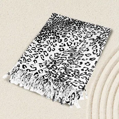 Truedames Leopard Print Pashmina Scarf Shawl In White