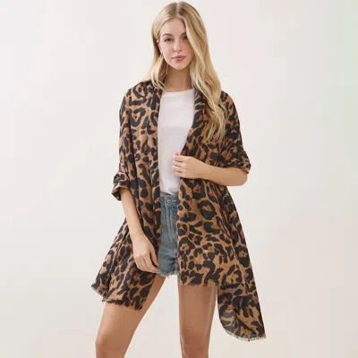 Truedames Leopard Print Wrap Scarf In Purple