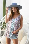Truedames Leopard Printed Jersey Knit Color Block Sleeveless In Multi