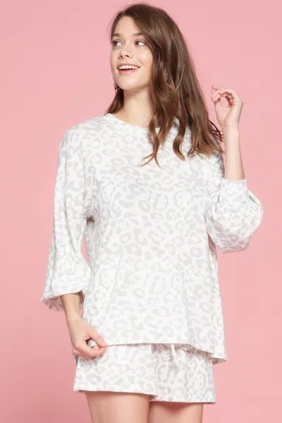 Truedames Leopard Printed Knit Loungewear Set In Gray