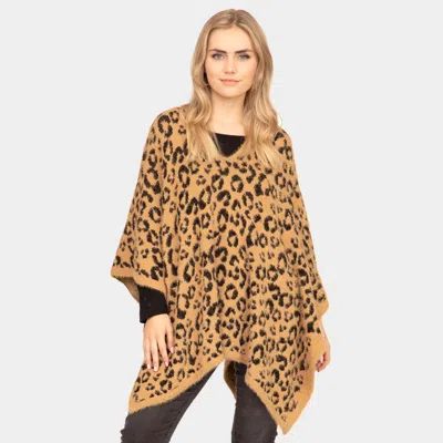 Truedames Leopard Printed Poncho In Gray